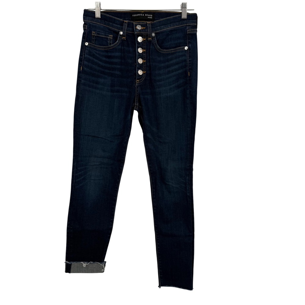 Veronica Beard Debbie Skinny Jeans Dark Vintage High Rise Button Fly Size 27/4